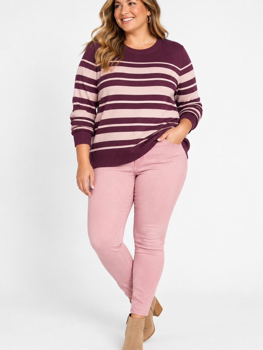 NWT Liz Claiborne Plus Size Striped Crewneck Sweater 0X (12-14w)